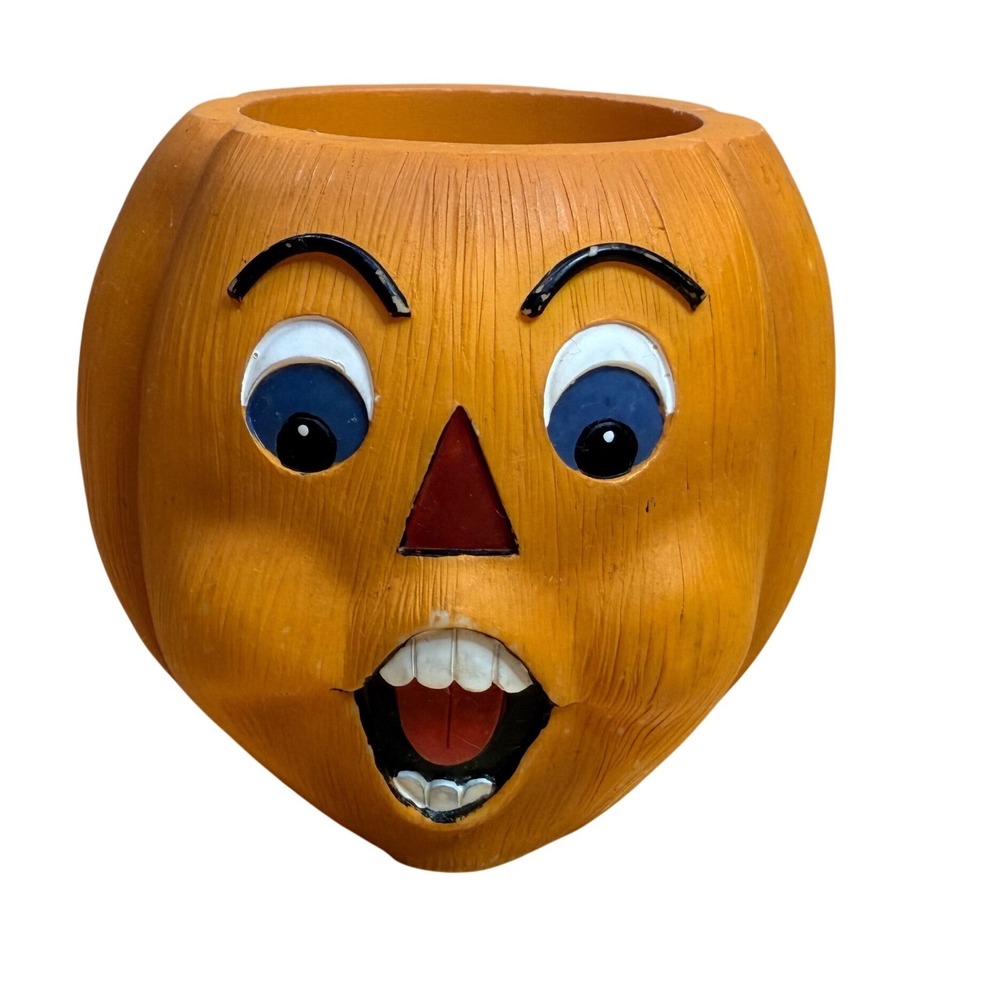 Vintage 3" Anthropomorphic Pumpkin Head Surprise Jack O'Lantern Candle Holder
